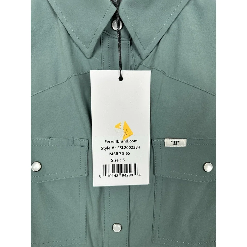 Ferrell Women's Small Teal/Green Western Pearl Snap Shirt NWT Long Sleeve Rodeo